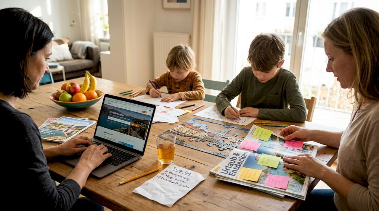 Familienurlaub planen Workflow: 65% weniger Stress